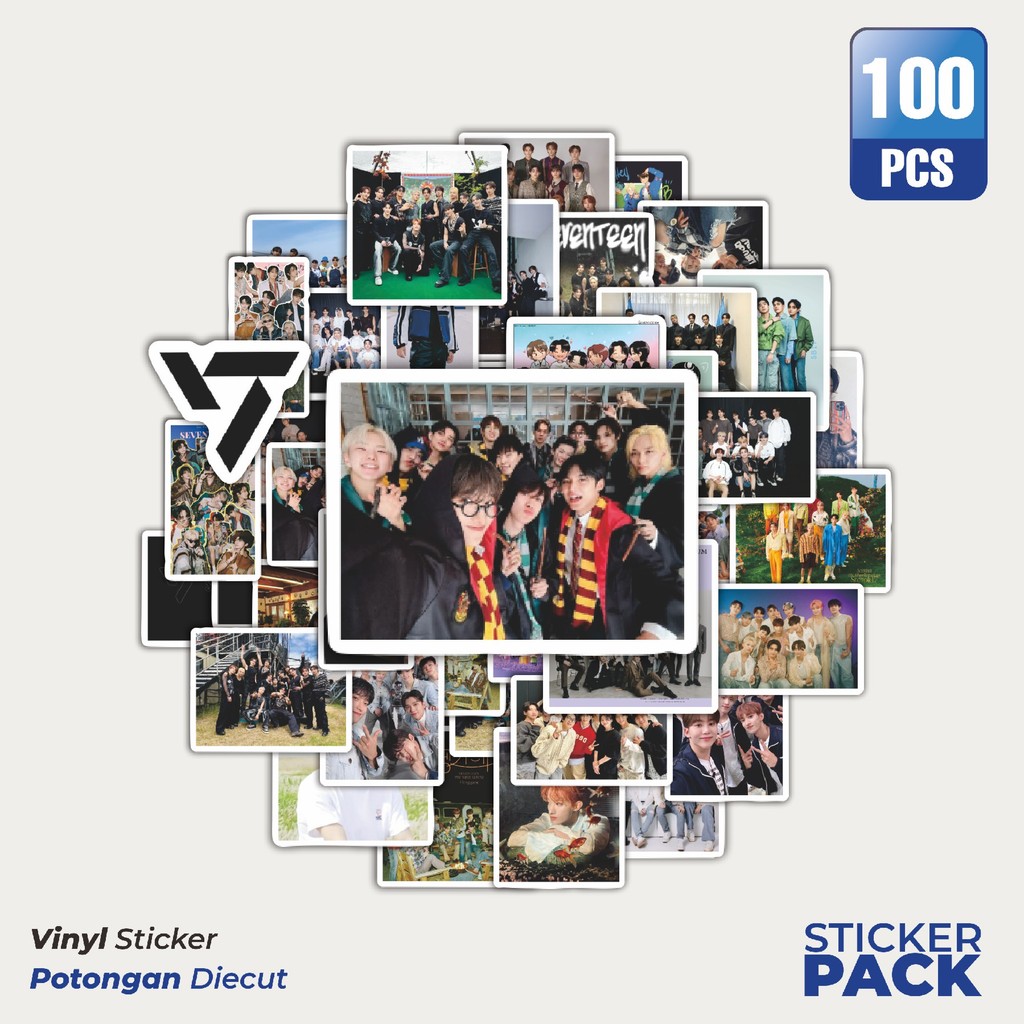 

Super Hemat! 100 PCS Stiker Boy Group Seventeen Waterproof Aesthetic- Untuk Laptop, Motor, dan Helm - Paper Stationery Pack
