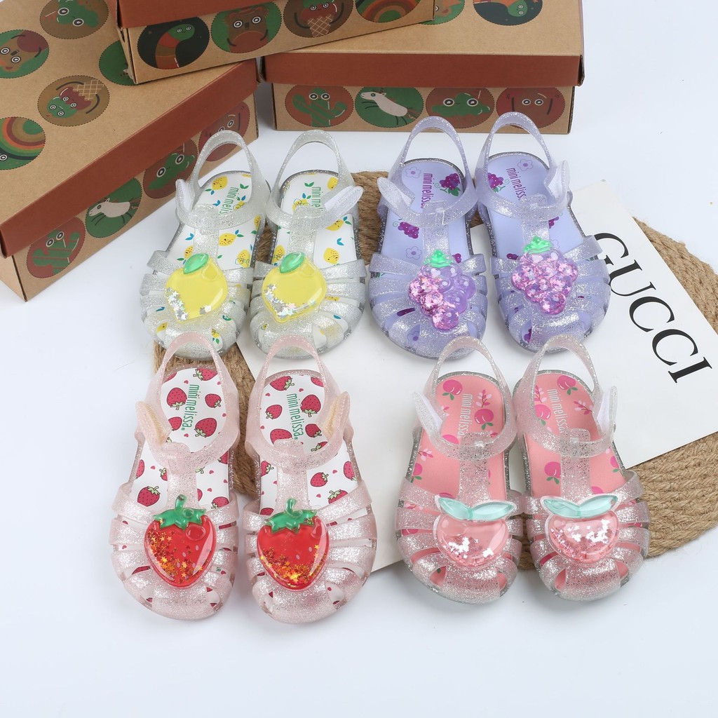 2022 Sepatu Jelly Anak Baru Melissa Sepatu Bayi Tertutup Berongga Sandal Buah Stroberi Sol Lembut