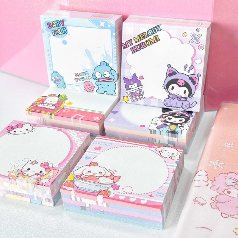 

6pcs/lot Sanrio Kuromi Hangyodon Kitty Memo Pad Creative N Times Stationery Label Notepad Bookmark Post School Supplies