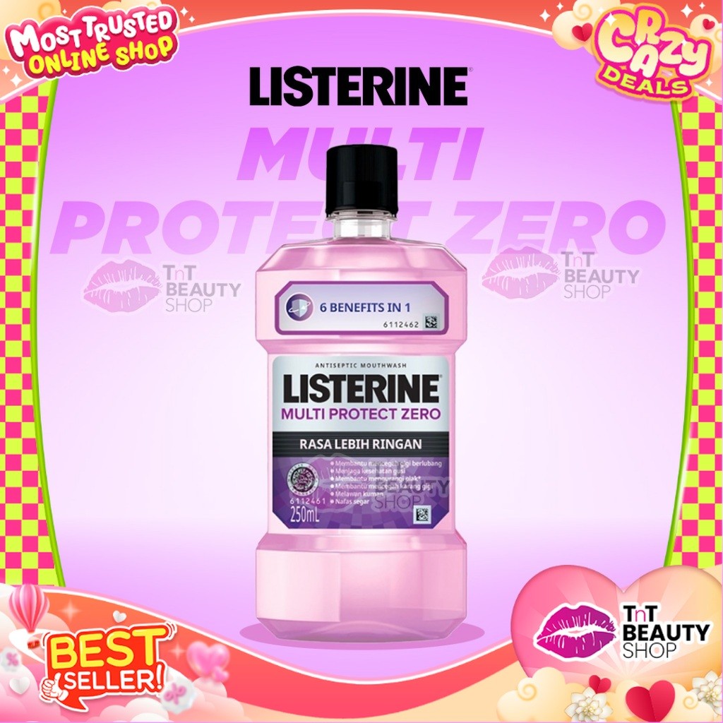 Listerine Multi Protect Zero Antiseptic Mouthwash 100 ML - 250 ML - No Alcohol l TnT Beauty Shop