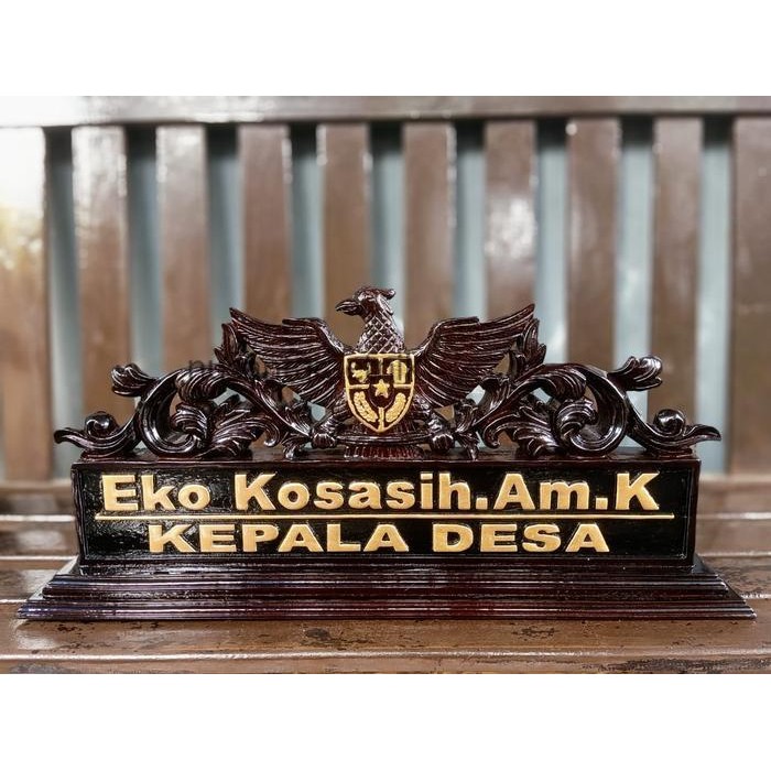 PAPAN NAMA / PAPAN NAMA KAYU / UKIR KAYU JATI / CUSTOM LOGGO