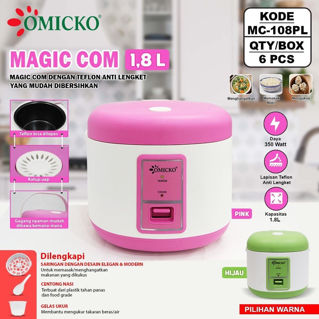 Rice Cooker Viral / Magic Com 1.8  Liter 3 in 1 Bonus Gelas Ukur dan Sendok Nasi