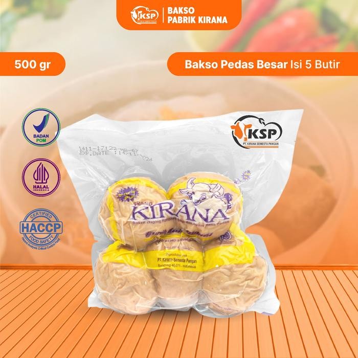 

Kirana Bakso Pedas Ukuran Besar Isi 5 Butir Berat 500 Gram Food Frozen Makanan