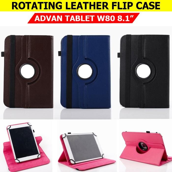 Advan Tab Tablet W80 8.1 In Flip Case Casing Book Cover Sarung Kesing - Black