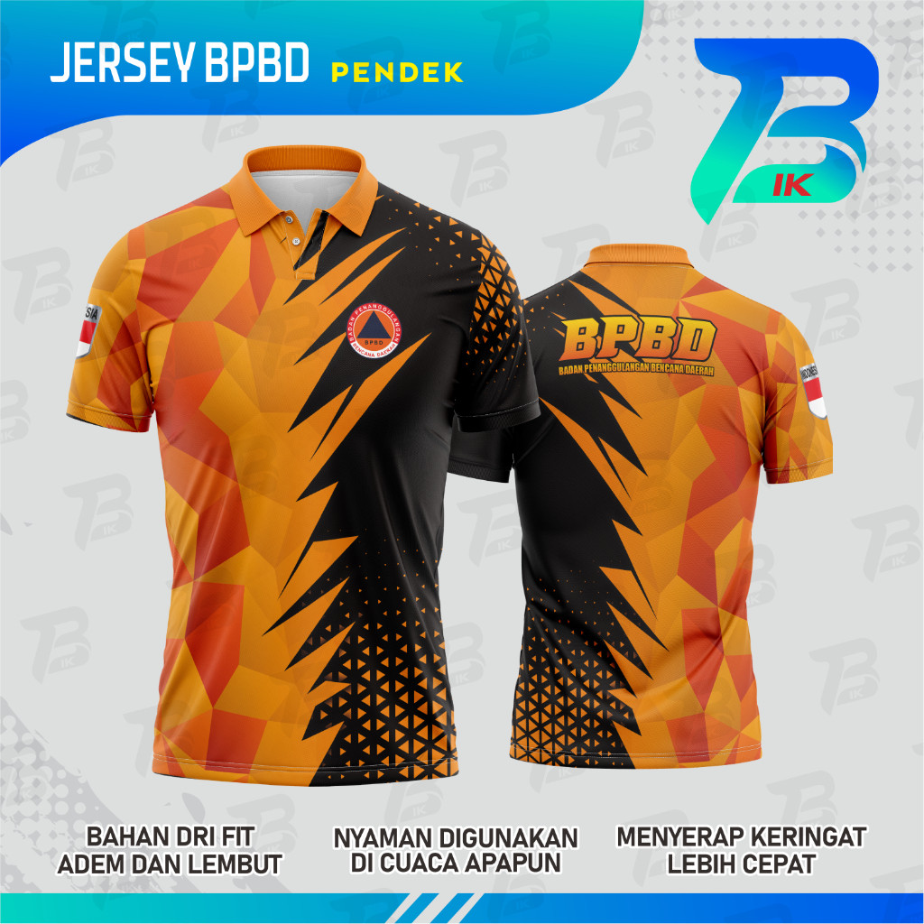 JERSEY WANGKI BPBD LENGAN PENDEK/KAOS KERAH BPBD FULLPRINTING/JERSEY POLO BPBD DRYFIT MILANO