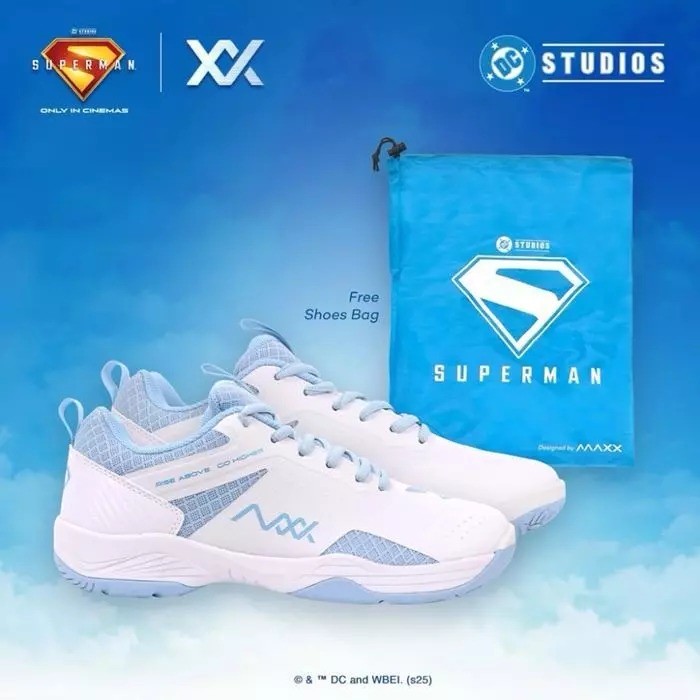 MAXX Sepatu Padel Superman Sepatu Bulutangkis Badminton MAXX MLBS02 White Sky Blue