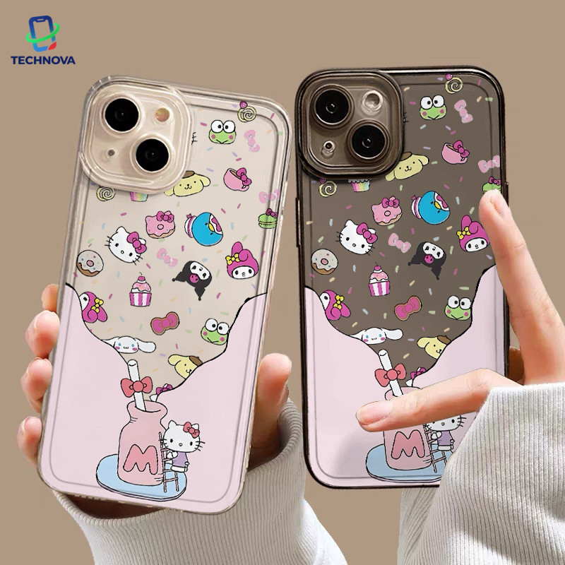 Casing IPhone Kucing botol harapan Transparan Soft Case Fashion Cocok untuk iPhone 11 12 13 14 15 16