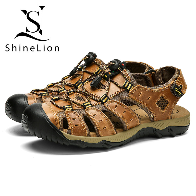 ShineLion KP-2026 Sandal Gunung Pria Original 100% Kulit Asli Nyaman Tahan Aus Bernapas Terbaru 2026