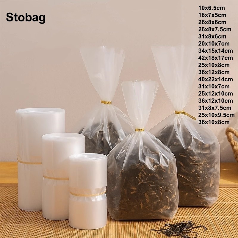 

StoBag 100pcs Transparent Frosted Tea Packaging Bag Thin Film Plastic Large for Coffee Powder Food Nuts Storage Gift Pouches