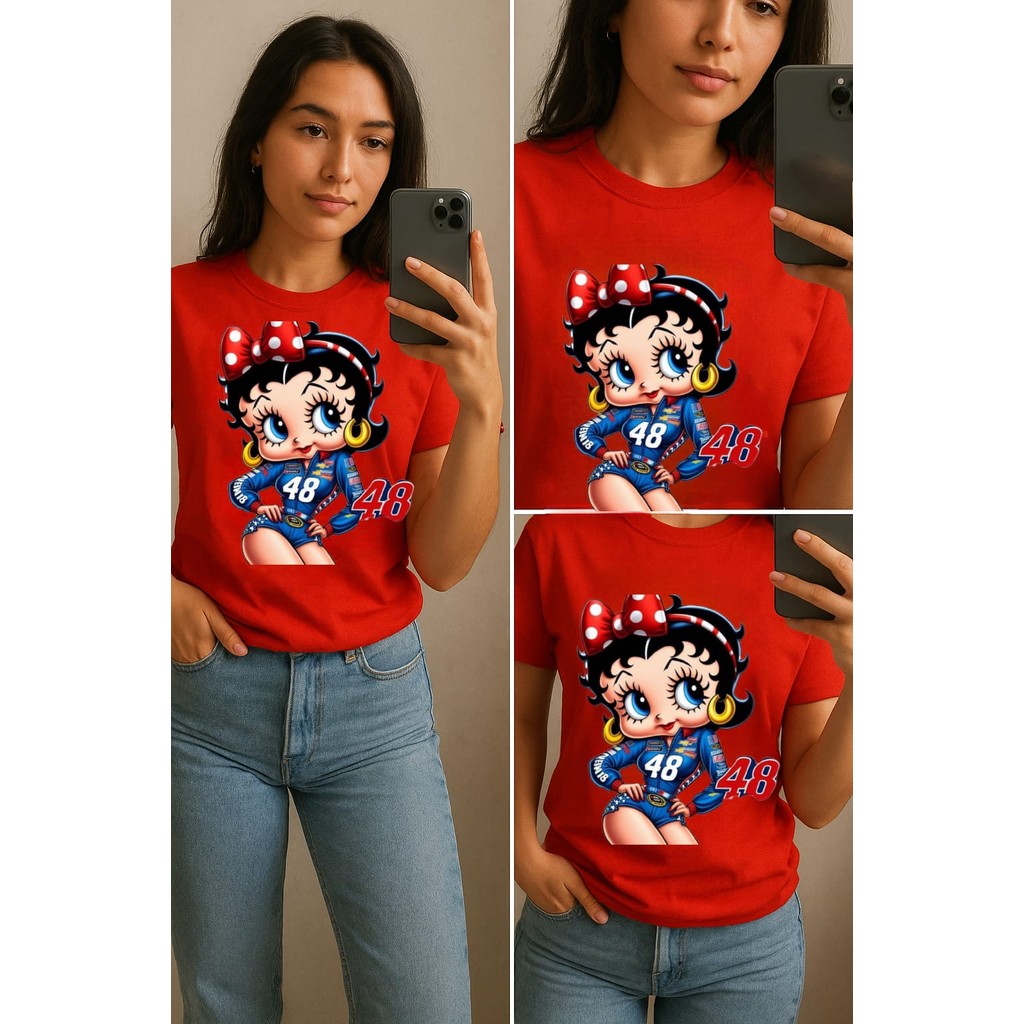 Merakimuslimah kaos dewasa oversize betty boop import atasan wanita premium kombed 24s