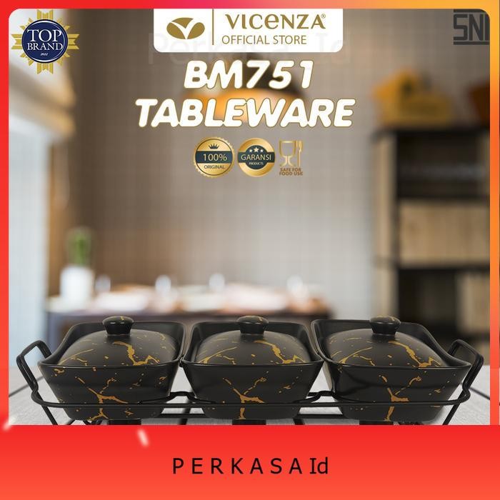 BM751 Alat Saji dengan Rak Motif Marmer  Hitam