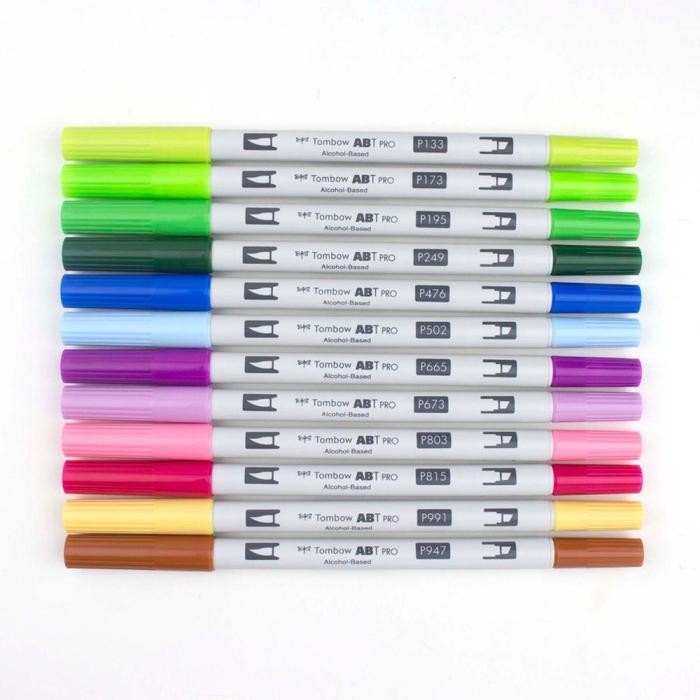 

TERLARIS! Tombow ABT Pro NATURE Palette Art Markers Set 12 Dual Tip Brush Pen