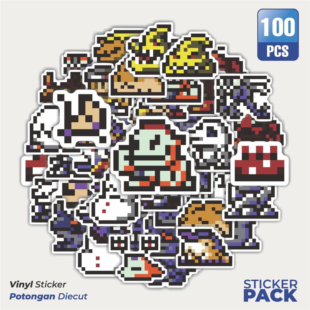 

100 PCS STIKER Stiker Pixel Digimon V54 Waterproof Aesthetic- Untuk Laptop, Motor, dan Helm - Paper Stationery Pack