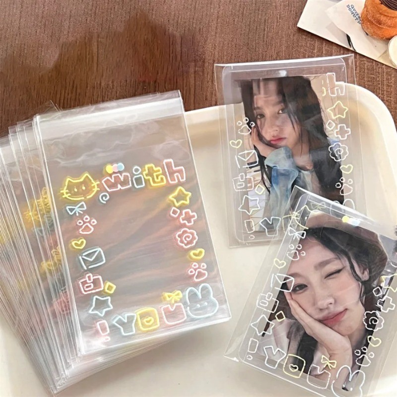 

20/50/100pcs Graffiti Self-adhesive Bag Small Card Self-sealing Bag Packaged Card Gift Bag High Value Opp Bag Transparent Bag