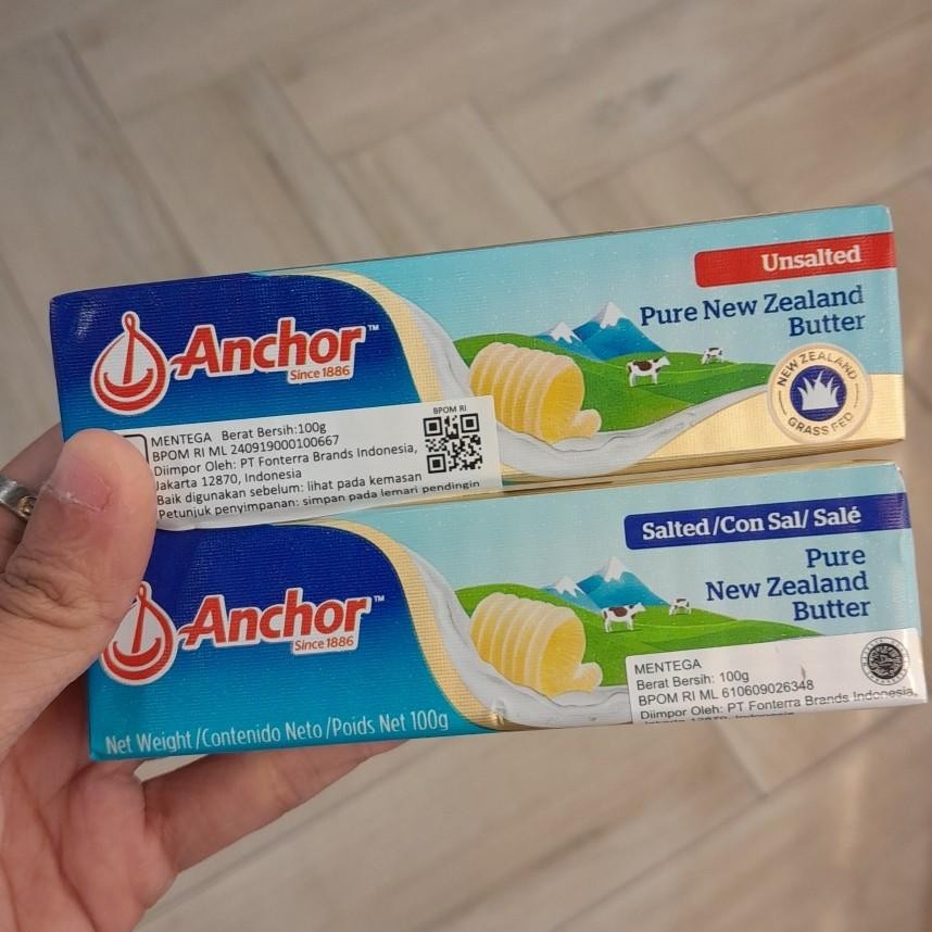 

Anchor Pure New Zealand Unsalted / Salted Butter Mentega Import 100gr