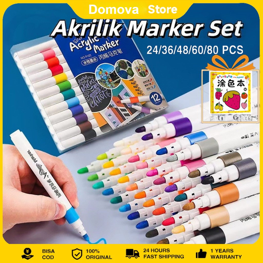 

Acrylic Marker Set Spidol Akrilik DIY Painting Spidol Pastel Pulpen Highlight Drawing Warna / COD