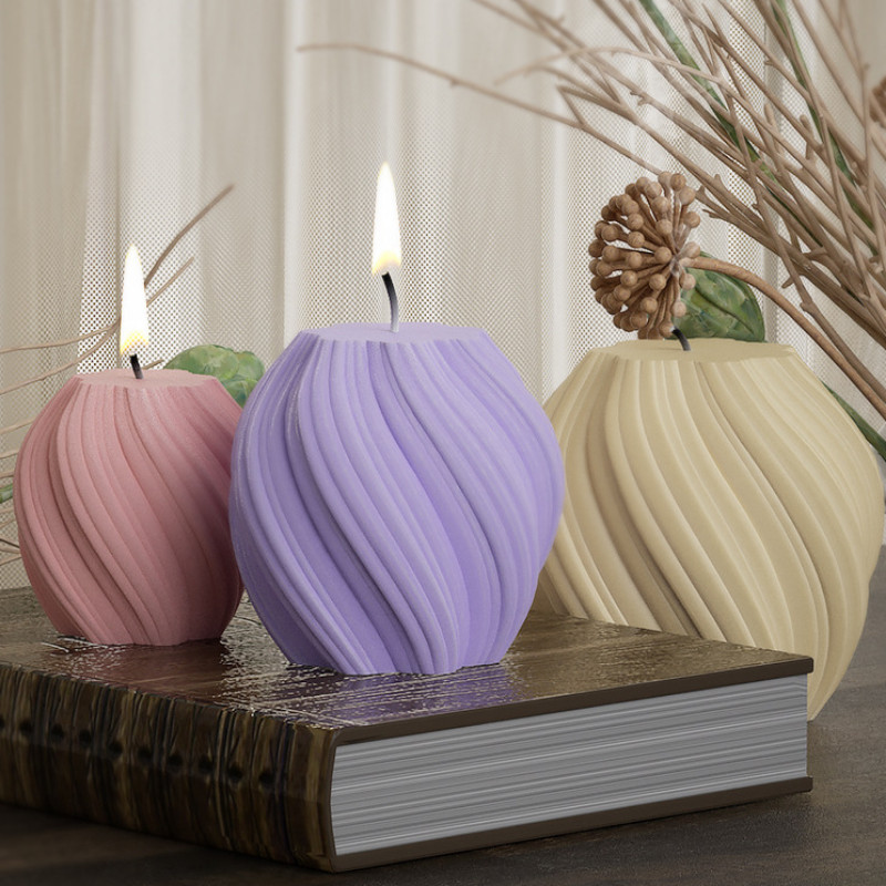 

3pcs 3D Geometric Candle Silicone Mold Waves Shape Silicone Molds for Candles DIY Soap Resin Plaster Mould