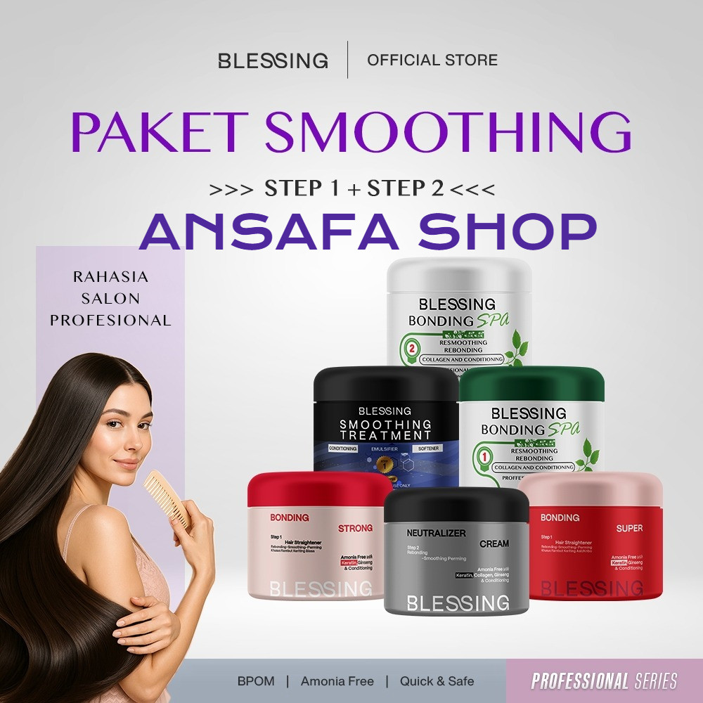 PAKET Smoothing Blessing – Pelurus Rambut Permanen Keratin untuk Rambut Keriting & Kribo          As