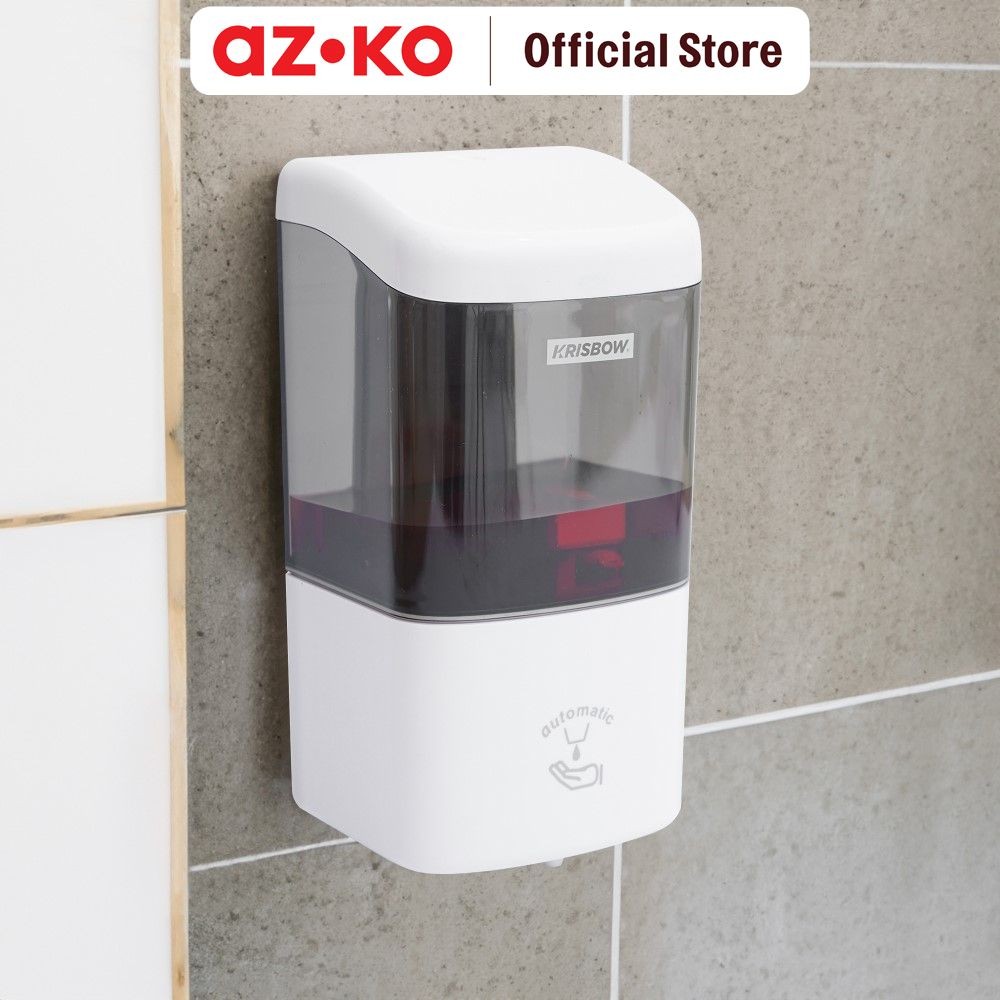 AZKO Krisbow 500 ml Dispenser Sabun Cair Otomatis - Putih Automatic Liquid Soap Container Tabung Tem