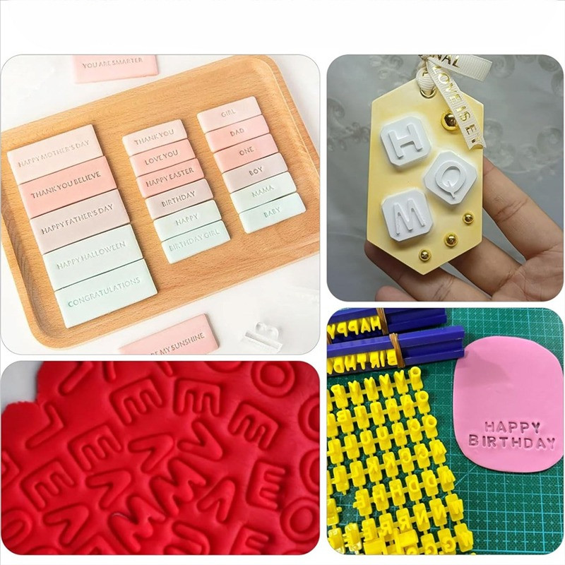 

A04G-Alphabet For Clay Letter Stamps 214Pcs Set Circle Cutters Dotting Moulds Punch Tool For Handmade Pottery Craft