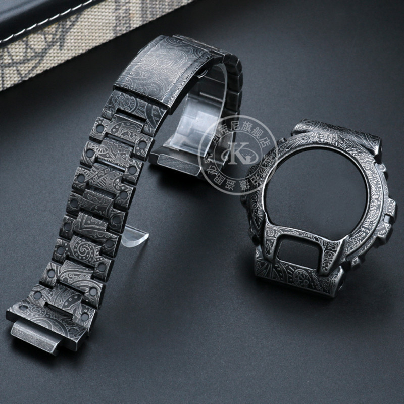 Retro Carved Bezel Watchband for Casio G-Shock DW6900 DW-6903 Metal Watch Case Bezel 316 Stainless S