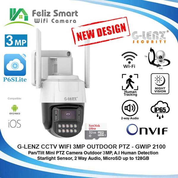 GLENZ SMART IP CAMERA WIFI OUTDOOR CCTV - GWIP 2100 (Full HD 2MP ) - MEMORY 32 GB