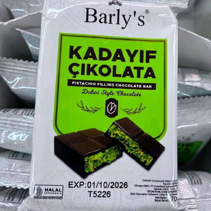 

Barly's kadayif cikolata pistachio filling chocolate bar 70gr