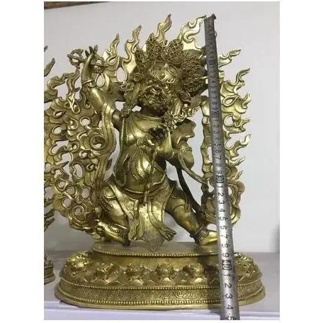 42CM Tibet Brass Carved Buddhism Joss Set Vajra Dorje Vajrapani Buddha Statue