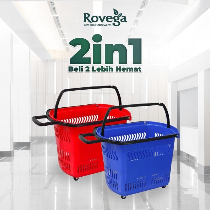 

2in1 Rovega Keranjang Belanja Plastik Premium Troli Basket BAS-01 - RANDOM