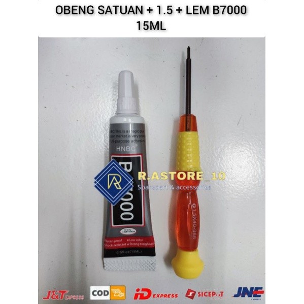 Obeng Satuan + 1.5 + Lem B7000 15ML | Obeng + Lem