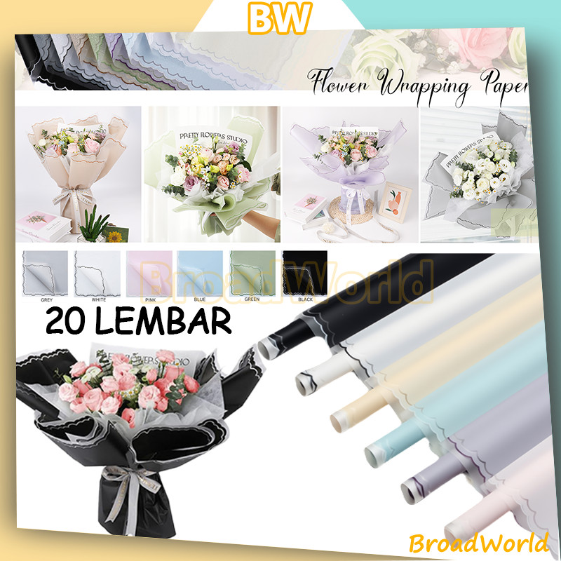 

BW 20 lembar Flower Wrapping MOTIF AWAN / Kertas Buket / Flower Paper Cellophane Cloud Lace Border 57*57CM