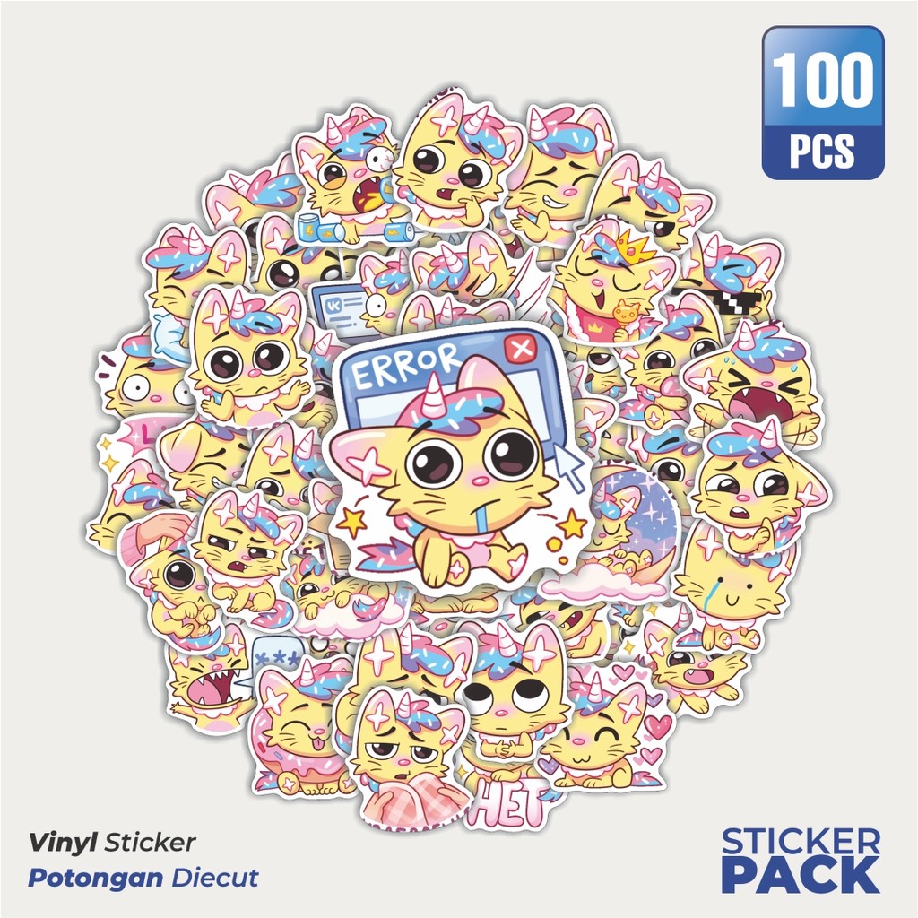 

Super Hemat! 100 PCS Stiker Kucing Lucu Candy Cat Waterproof Aesthetic- Untuk Laptop, Motor, dan Helm - Paper Stationery Pack