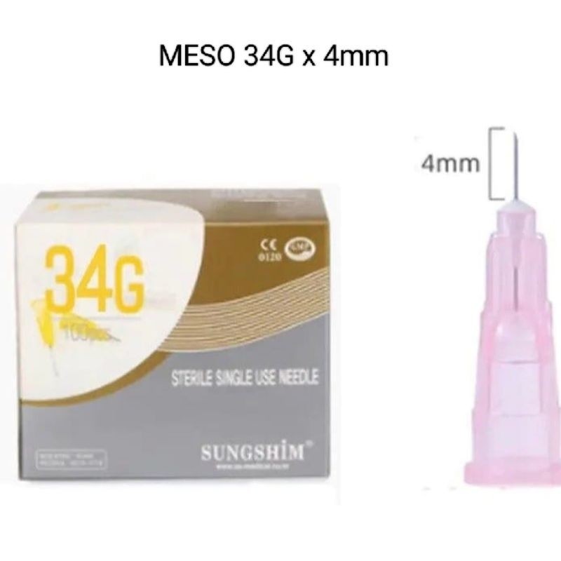 jarum meso 34G x 4mm 30Gx4mm 32Gx4mm jarum mesogun sungshim 34Gx4mm skin booster injeksi serum meso 