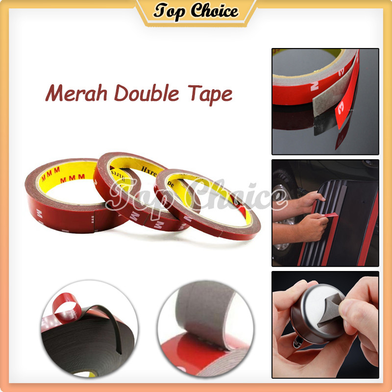 Double Tape Merah / Double Tape 3m / Merah Double Tip Lem 2 Sisi /