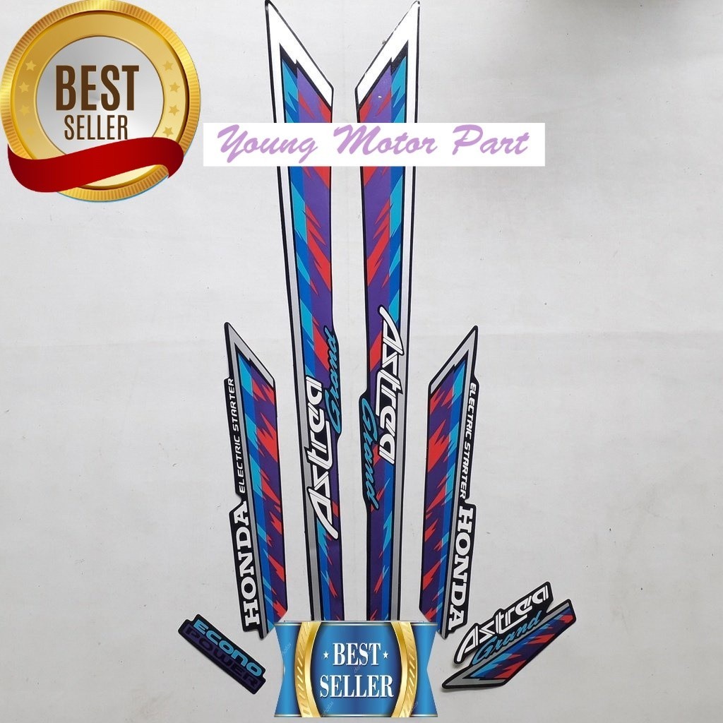 Striping stiker polet list motor honda astrea grand 1993 1994 limited edition biru lis merah list bo