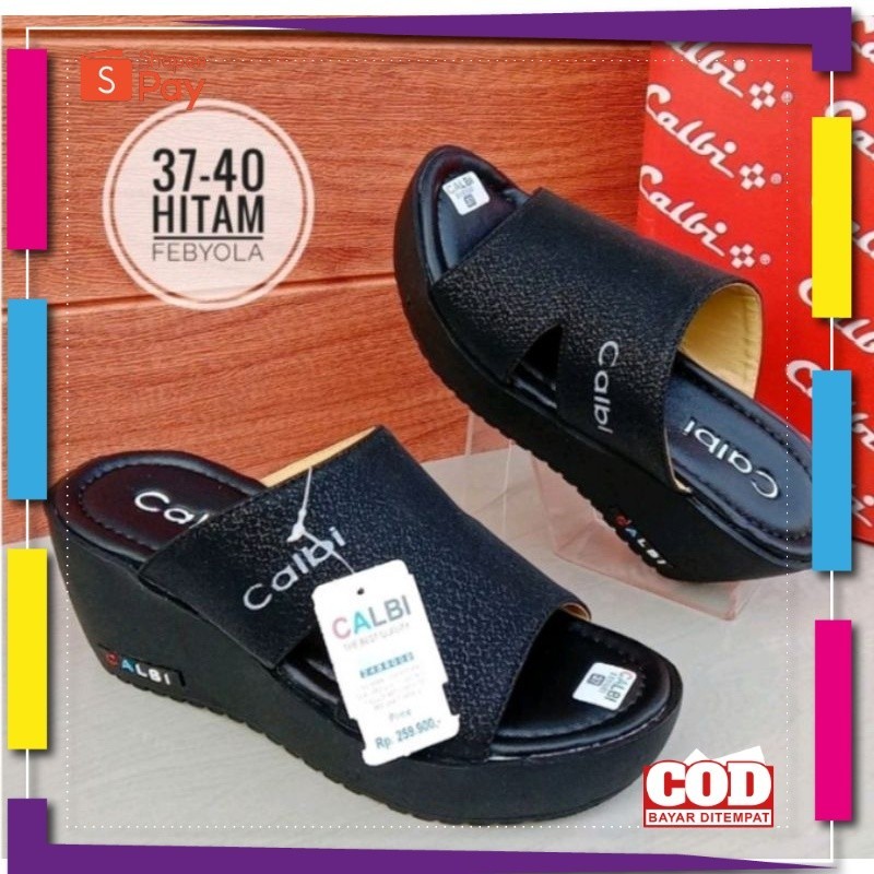 [PREMIUM ORIGINAL] Sandal Wedges Calbi Model Terbaru/Sandal Wanita Calbi Terlaris Murah Gratis ongki