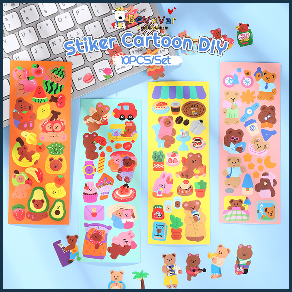 

BEVAVAR 10pcs stiker gooka lucu diy stikers deco jurnal