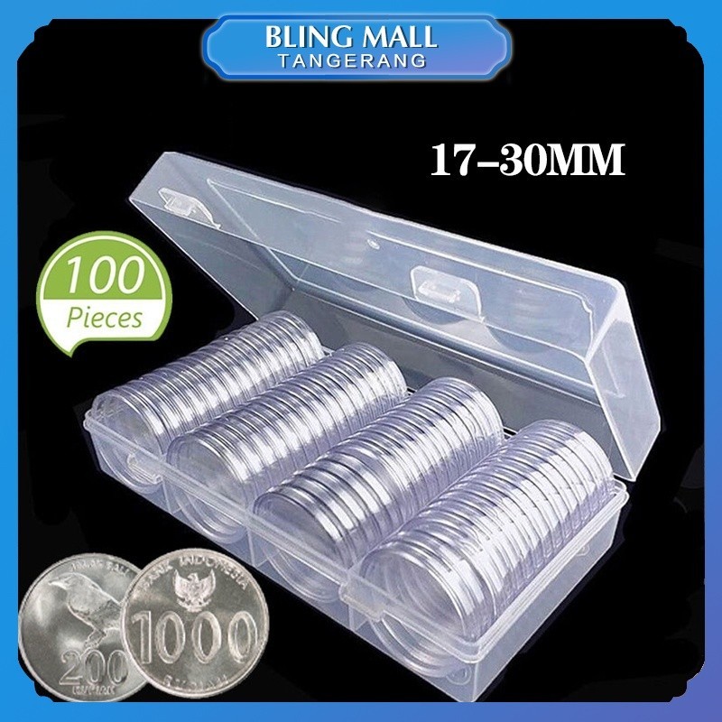 【17-30MM】Dudukan Koin Kapsul Jelas Case Kotak untuk Koleksi Koin