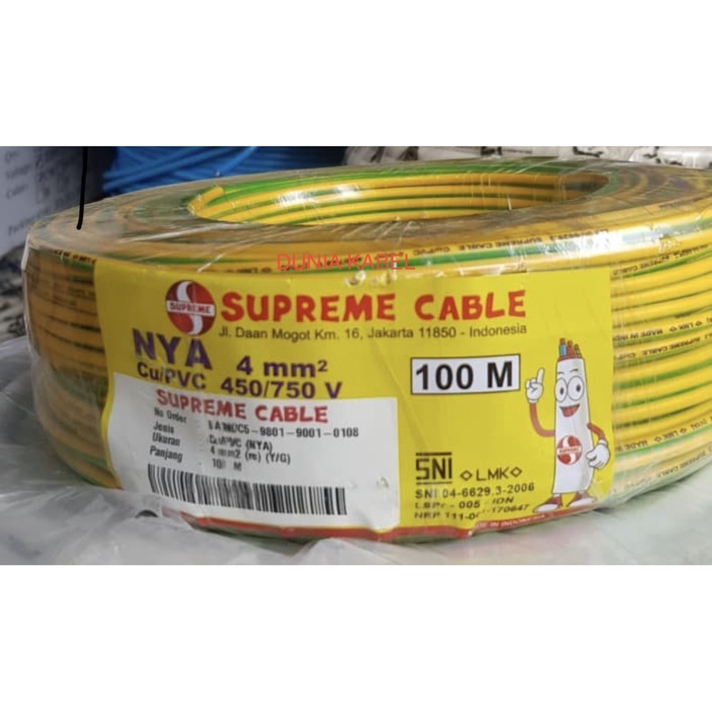 Kabel NYA / Kawat / Tunggal 4mm 4 mm 1X4 Supreme 1 Roll 100 meter
