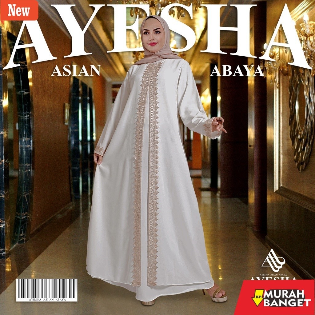 abaya shopee haul 2024 AYESHA Gamis Putih Wanita Abaya Turkey Terbaru