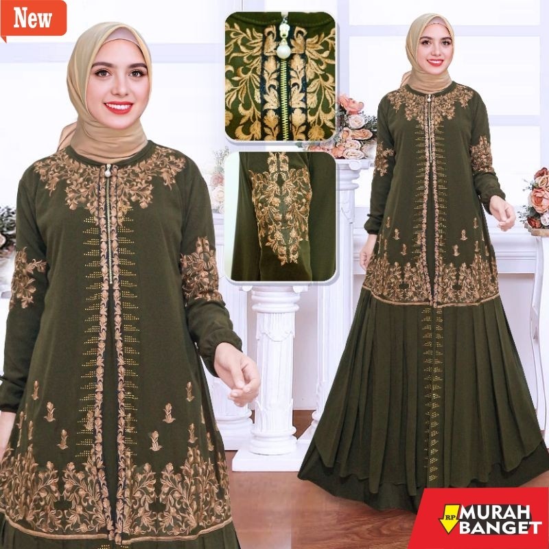 abaya shopee haul 2024 GAMIS ABAYA TURKI TERBARU CANTIK TERMURAH REALPICK MOTIF BORDIR BUNGA KECIL K