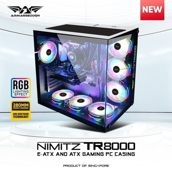 Casing PC Armaggeddon Nimitz TR8000 Black / White (Tanpa Fan)