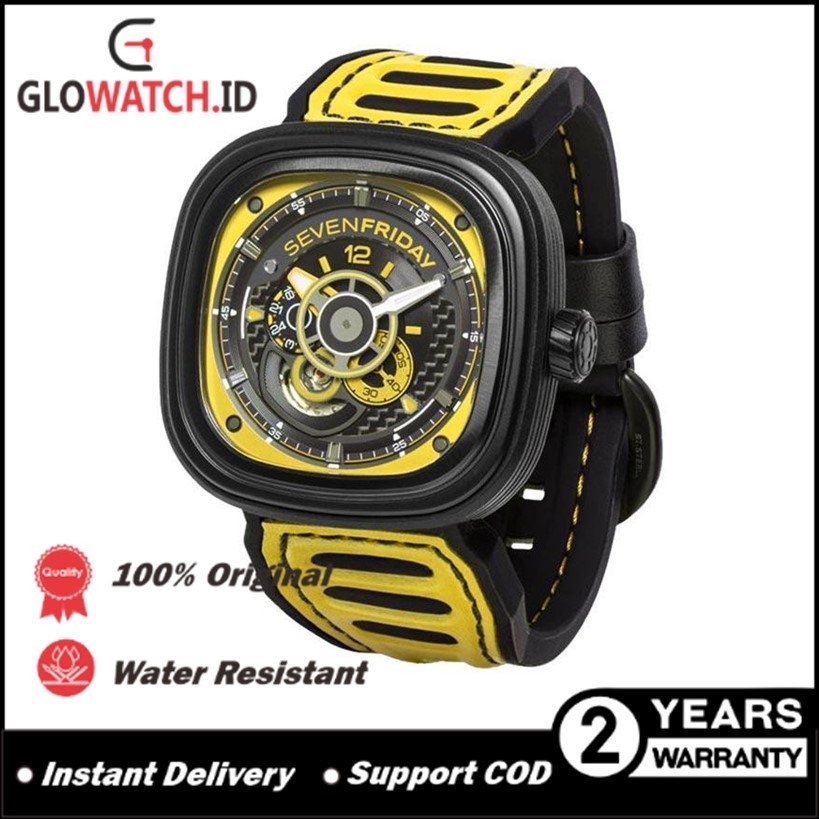 [Promo] Jam Tangan Pria Sevenfriday-SF P3B/03 or P3B-03 RACING TEAM YELLOW Original Leather NFC Akti