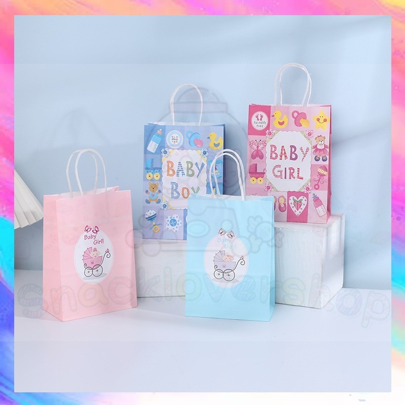 

Paper Bag Gift Cute / Paperbag Hadiah Tulisan Baby Boy Girl (15 x 8 x 21Cm)