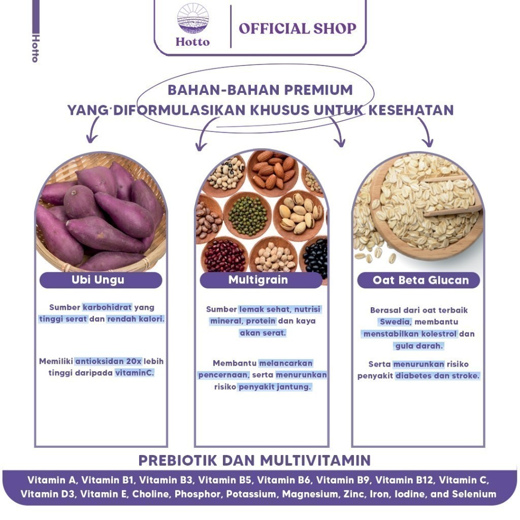 

Classica2106 Hotto Purto Multigrain With Purple Potato 1 Pouch - 16 Sachet Rasa Ubi Ungu Sereal