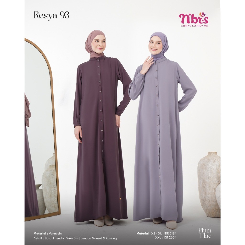 Nbrs Terbaru Gamis Nibras Resya 93 Dress Muslimah Syari Busui Warna Plum Lilac