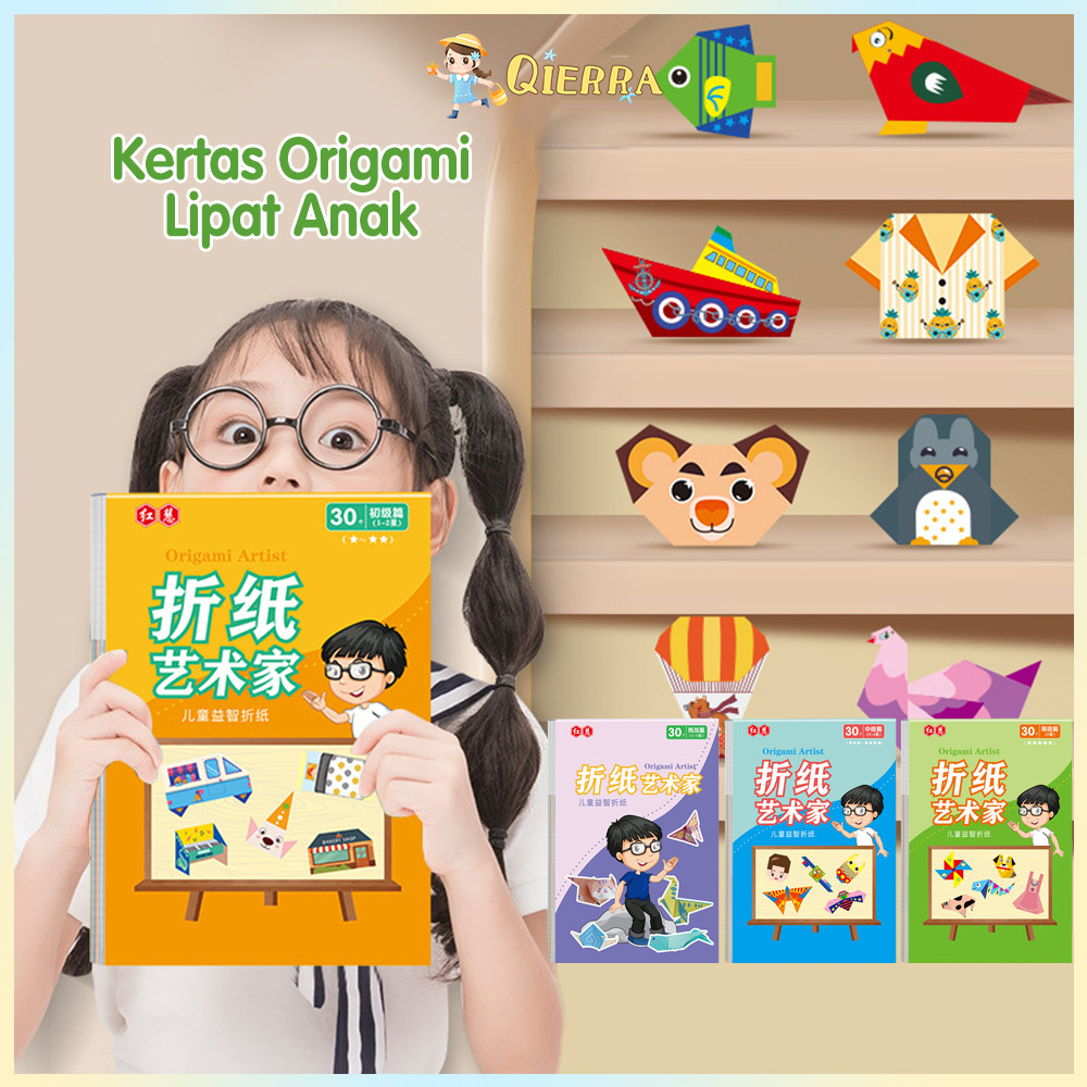 Qierra Kertas Lipat Origami 3D Buku Origami Buku Kerajinan Tangan Mainan Anak