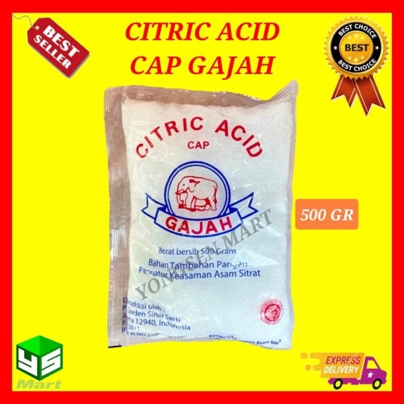 

Citric acid cap gajah 500g asam citrun pemutih pembersih pakaian