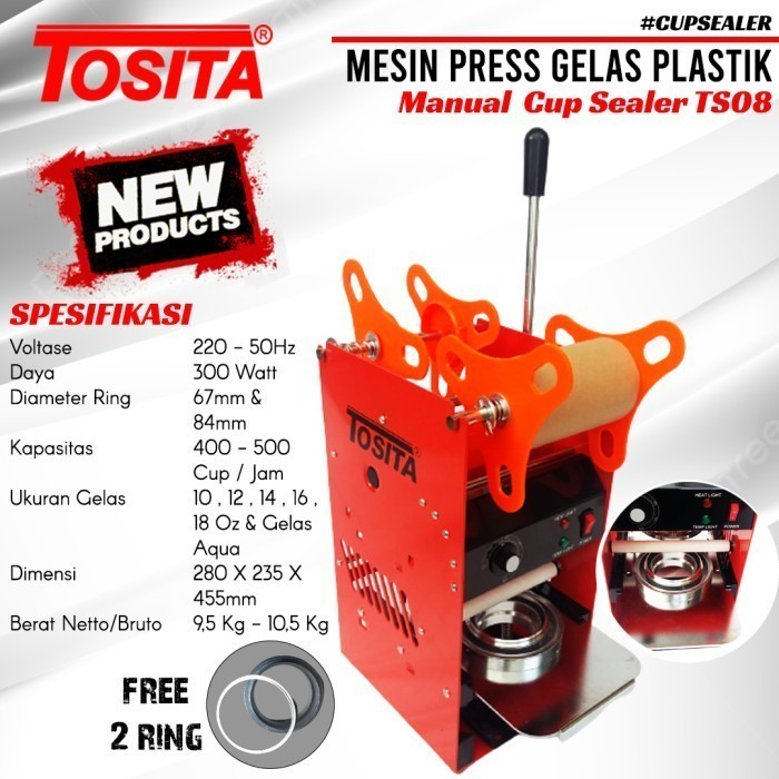 Mesin Cup Sealer Semua Ukuran Cup 10 - 18 Oz Mesin Press Gelas Plastik bisa Sealing Machine Alat pen