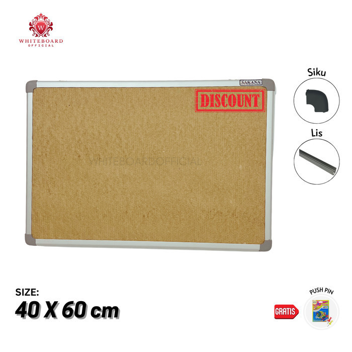 

promo ✨ -Softboard / Corkboard / Pin Board / Papan Pengumuman / Papan Mading 40 x 60cm / Sakana